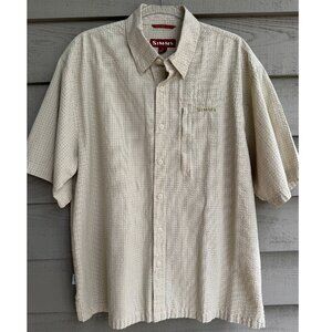 Simms Plaid Fishing Shirt Men’s L Beige